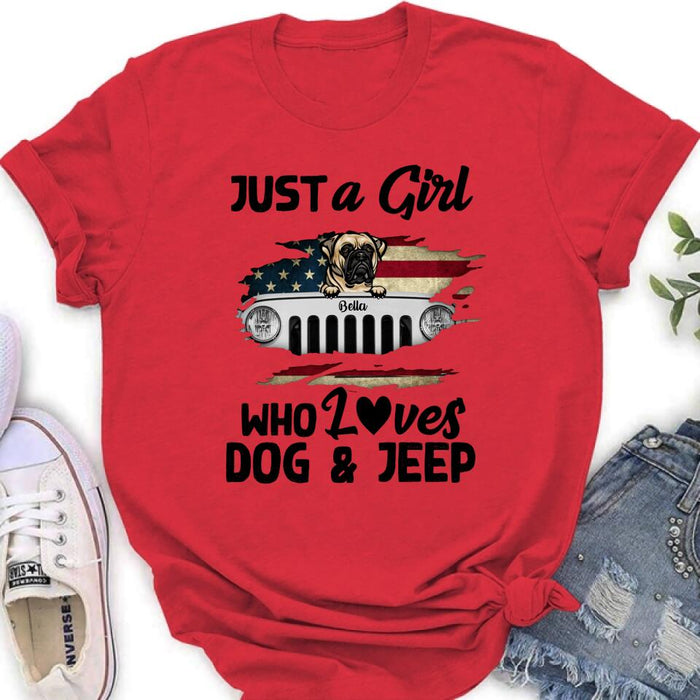 Custom Personalized Dog & Off-road T-shirt - Up to 4 Dogs - Best Gift For Dog Lovers - Just A Girl Who Loves Dog - TV290I