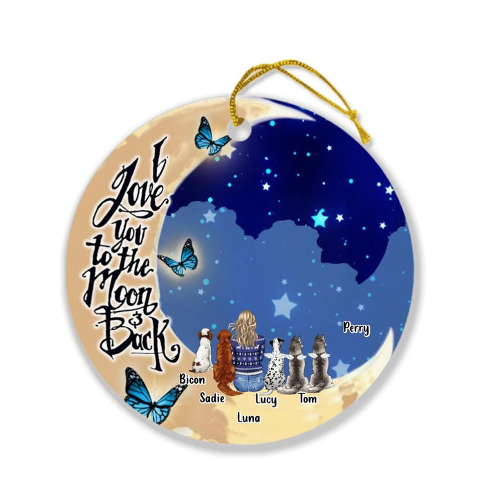 Custom Personalized Dog Moon Ornament - Upto 5 Dogs - Best Gift For Dog Lover - I Love You To The Moon And Back