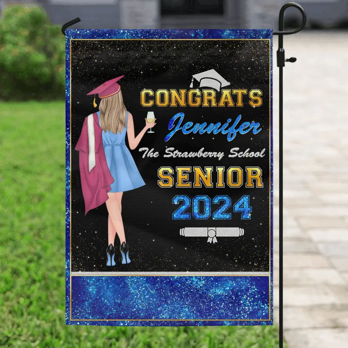 Custom Personalized Graduation Senior Flag - Graduation Gift Idea For Daughter/Friend/Sister - Congrats 2024