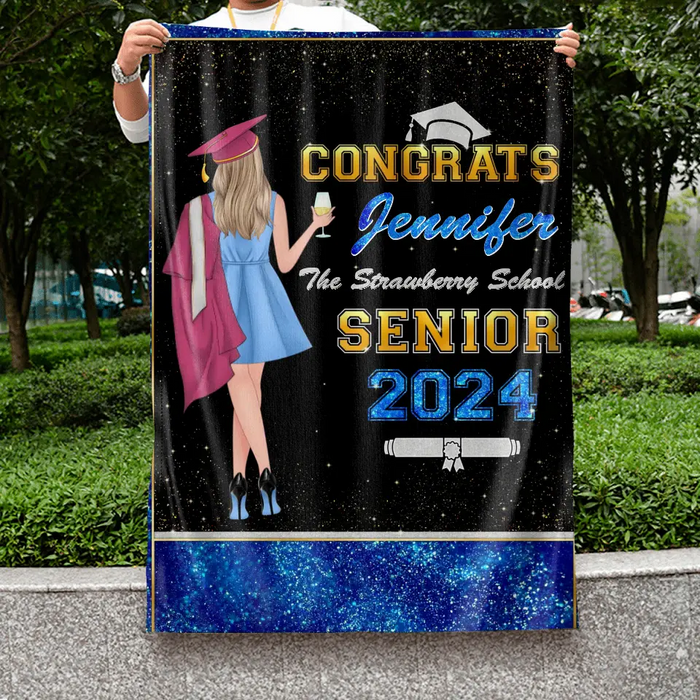 Custom Personalized Graduation Senior Flag - Graduation Gift Idea For Daughter/Friend/Sister - Congrats 2024
