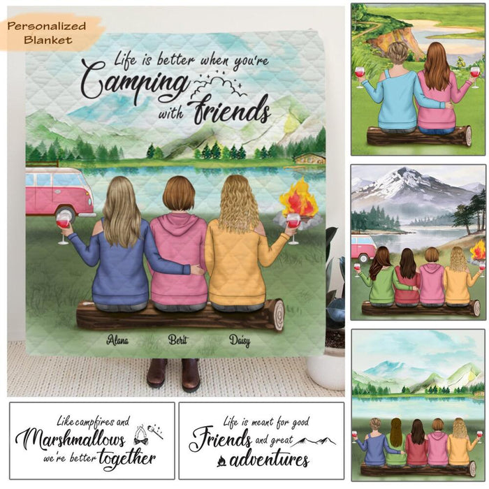 Custom Personalized Camping Quilt/Fleece Blanket - Best Gift For Camping Lovers, Friends - We Are More Than Just Camping Friends
