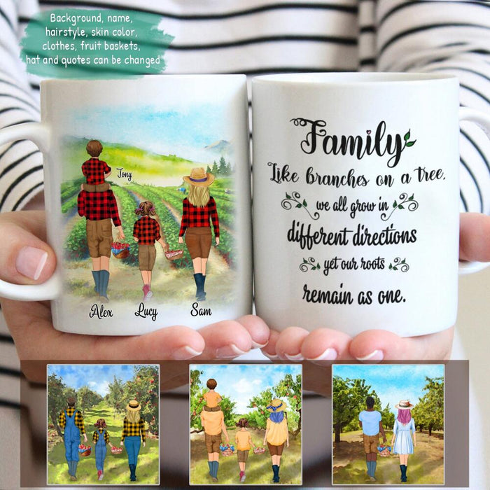 Personalized Family Picking Fruits in Summer Weekend/Summer Holiday - Coffee Mug - Best Gift for Family/Couple - Family like branches on a tree - IEIGLG