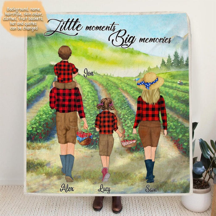 Personalized Family Picking Fruits in Summer Weekend/Summer Holiday - Fleece Blanket - Best Gift for Family/Couple - Little moments Big memories - IEIGLG