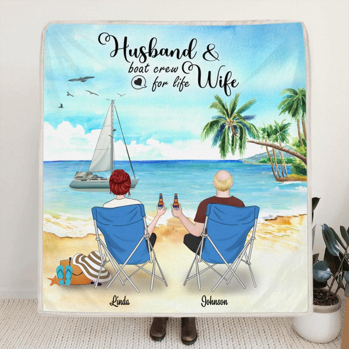 Custom Personalized Boating Fleece Blanket - Best Gift For Couple, Couple With Upto 3 Pets - Husband & Boat Crew For Life Wife - B68Y61