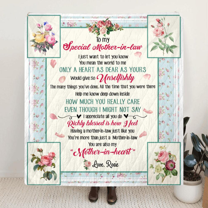 Personalized Mother-in-law Quilt Blankets - Best gift for Mother's day - Only A Heart As Dear As Your - KE3RBB