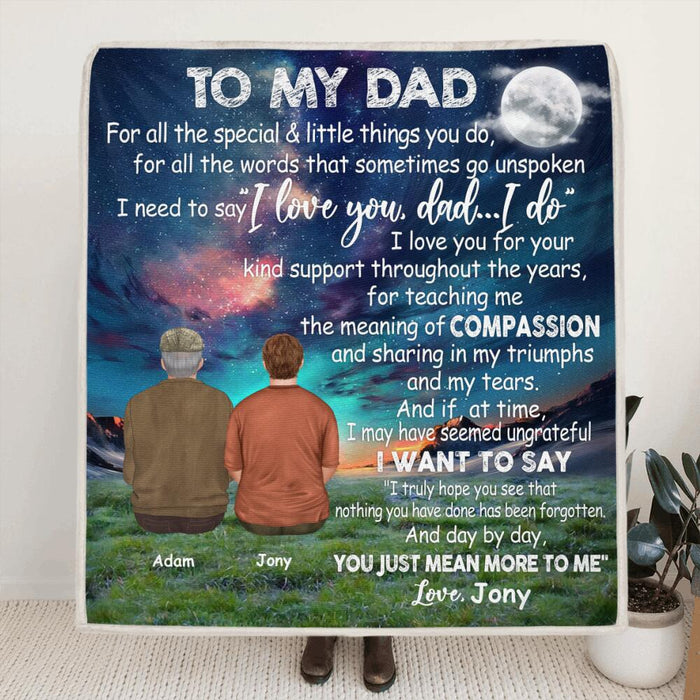 Custom Personalized Father and Son/ Daughter Blanket - I Love You, Dad - Best Gift For Father's Day From Son and Daughter