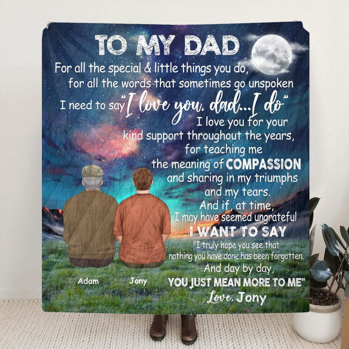 Custom Personalized Father and Son/ Daughter Blanket - I Love You, Dad - Best Gift For Father's Day From Son and Daughter