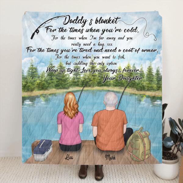Custom Personalized Fishing Father and Daughter Blanket - Father