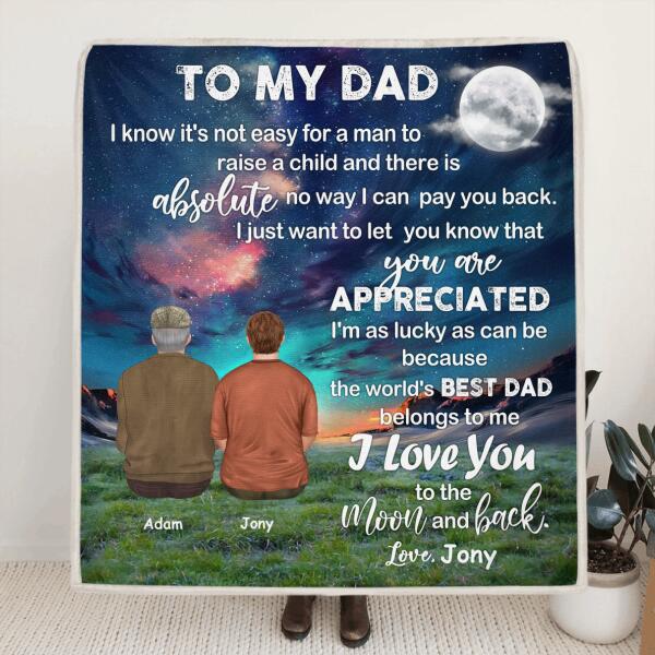 Personalized Gift For Father's Day - Father & Son, Daughter Blanket - I Love You To The Moon And Back