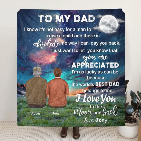 Personalized Gift For Father's Day - Father & Son, Daughter Blanket - I Love You To The Moon And Back