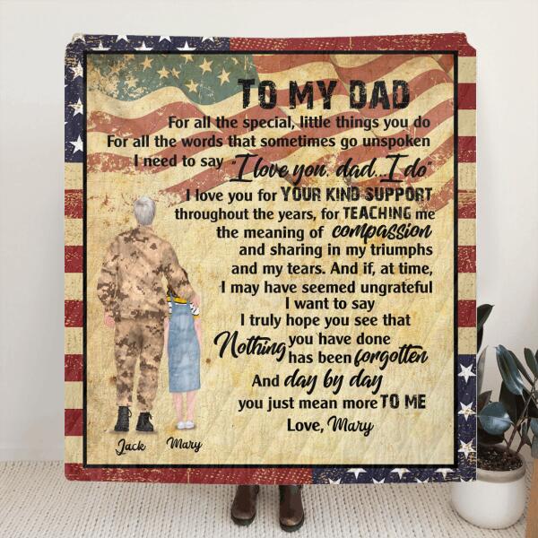 Personalized Soldier Father and Son/Daughter Blanket Best Gift For Father's Day - I Love You Dad - DISY8N