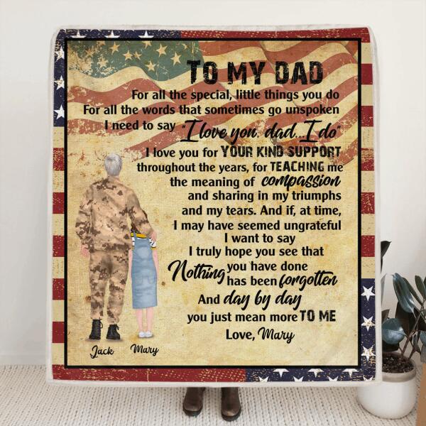Personalized Soldier Father and Son/Daughter Blanket Best Gift For Father's Day - I Love You Dad - DISY8N