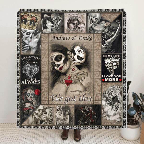 Custom Skull Quilt/Fleece Blanket - Best Gift Idea For Couple - In My Life, I Love You More