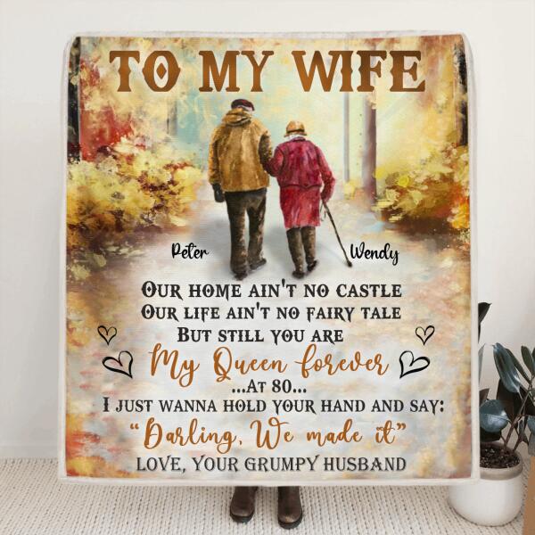 Custom Personalized Old Couple Blanket - Best Gift For Wife From Husband - Darling, We Made It