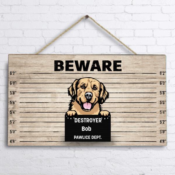 Personalized Door Sign - Dog Crime with up to 3 Dogs - F4VL7Q