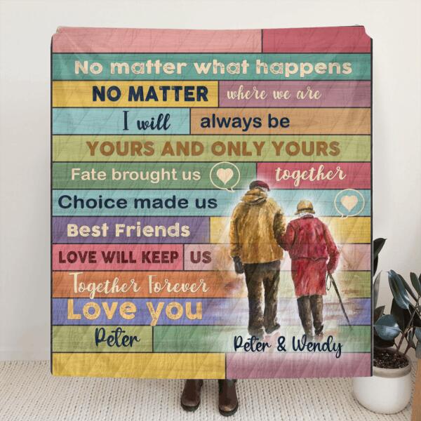 Custom Personalized Couple Fleece Blanket/ Quilt Blanket - Best Gift For Couples - No Matter What Happens