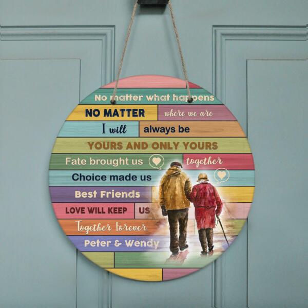 Custom Personalized Couple Circle Wooden Wall Art - Best Gift For Couples - No Matter What Happens