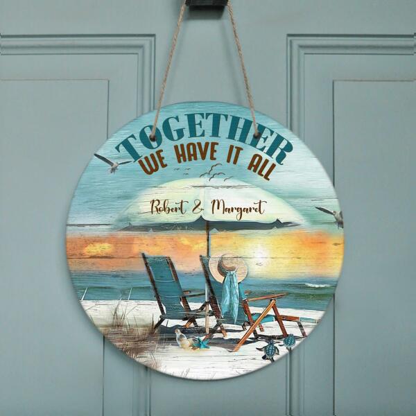 Custom Personalized Couple Circle Wooden Wall Art - Best Gift For Couple - Together We Have It All - IEBK7V