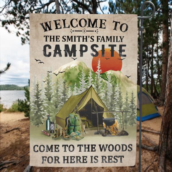Custom Personalized In to the Woods Flag Sign - Best Gift For Camping Lovers - Come To The Woods For Here Is Rest - L46KRN