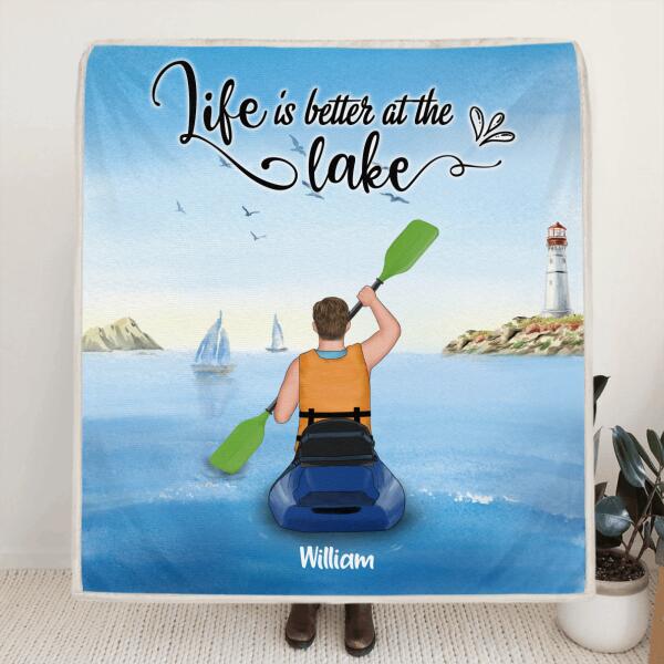 Personalized Kayak Blanket - Best Gift for Son From Mom/Dad - Life is better at the lake