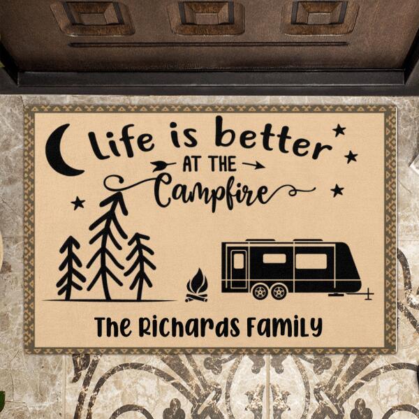 Custom Personalized Camping Doormat - Best Gift for Camping Lovers - Life Is Better At The Campfire