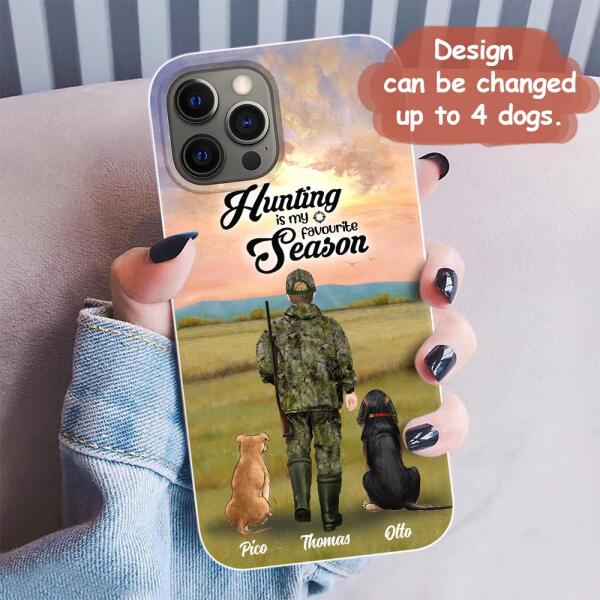Personalized Hunting Phone Case - Man/Woman With Upto 4 Dogs - Phone Case For iPhone And Samsung - 4168OK