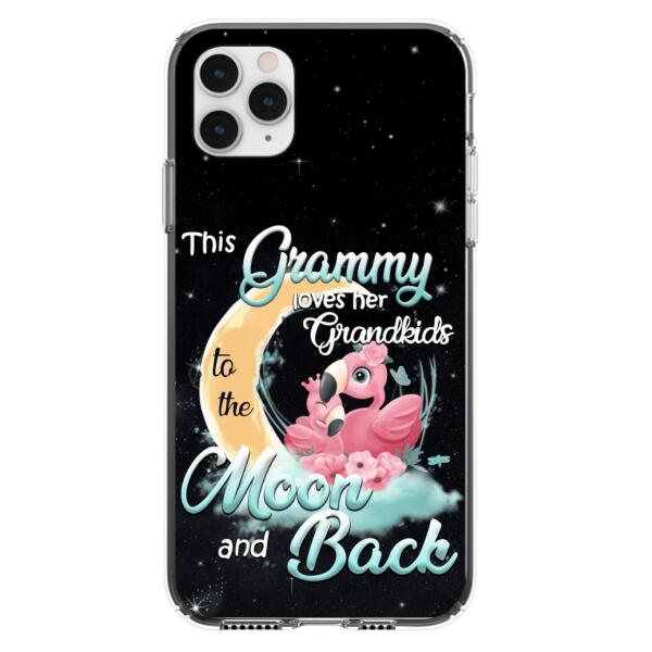 Custom Personalized Grandma Flamingo Phone Case - This Grammy Loves Her Grandkids To The Moon And Back - For iPhone And Samsung Phone Case - HWDFYR