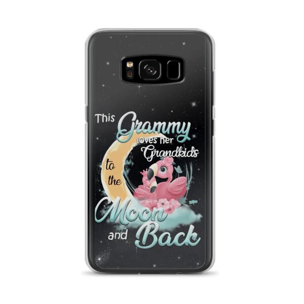 Custom Personalized Grandma Flamingo Phone Case - This Grammy Loves Her Grandkids To The Moon And Back - For iPhone And Samsung Phone Case - HWDFYR