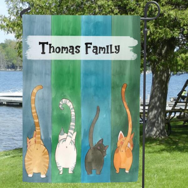 Custom Personalized Cat Flag Sign - Family's Name - Gift For Cat Lover