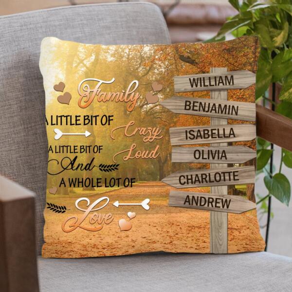 Custom Personalized Family Name Pillow With Multiple Background - Family A Little Bit Of Crazy - BY5WT2