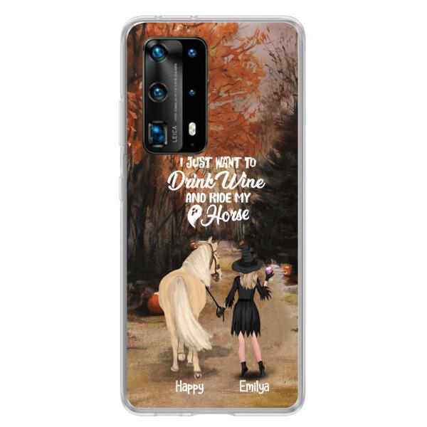 Custom Personalized Horse Witch Phone Case - Halloween Gift For Horse Lover - Drink Wine And Rise My Horse - Case For Xiaomi, Oppo And Huawei- EQRIYV