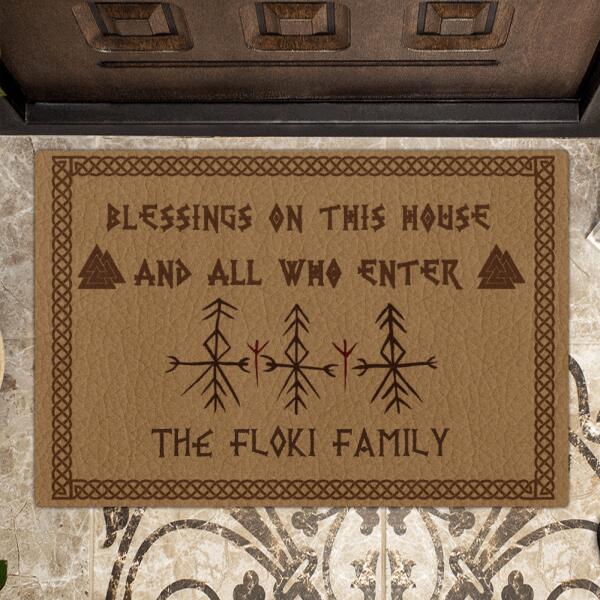 Personalized Norse Home Blessing Doormat - Blessings On This House with Family's Name - ONSLQ9