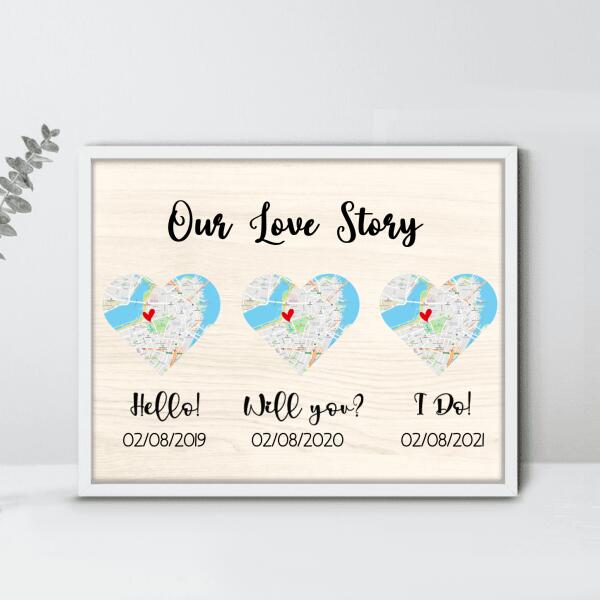 Custom Personalized Map Poster - Best Gift For Couple