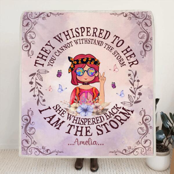 Custom Personalized Hippie Girl Quilt/ Fleece Blanket - Best Gift For Girl - I Am The Storm