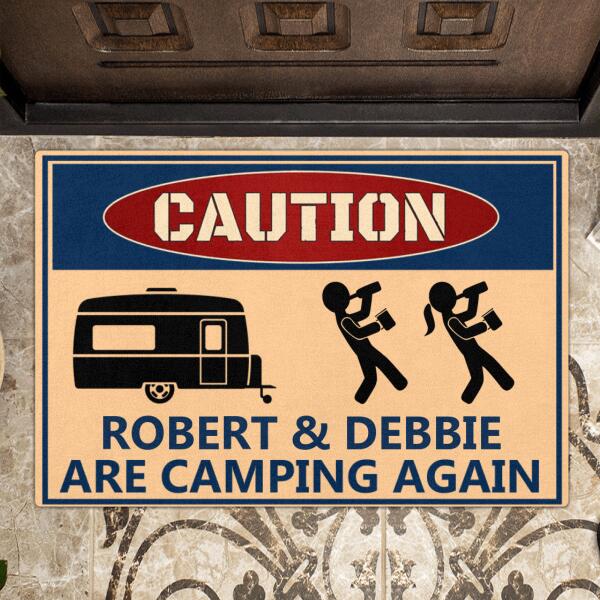 Custom Personalized Camping Doormat - Best Gift For Camping Lover - Caution