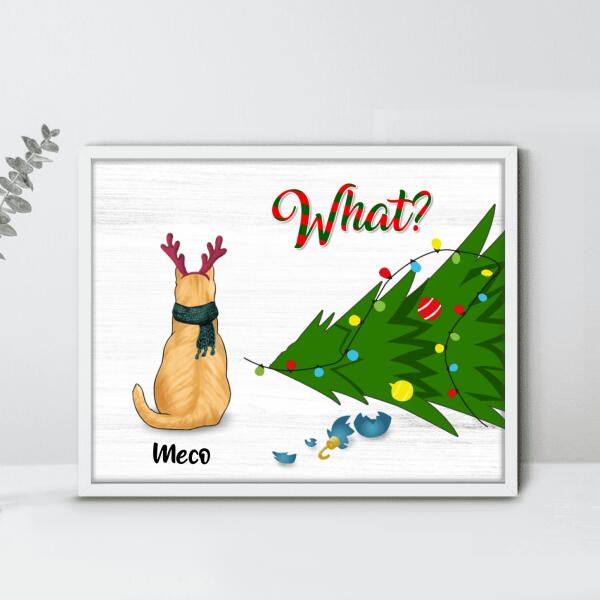 Custom Personalized Christmas Cat Horizontal Poster - Best Gift For Cat Lover - What?