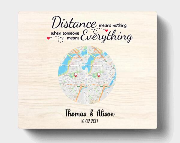 Custom Personalized Circle Map Couple Horizontal Canvas - Best Gift For Couple - Distance Means Nothing When Someone Means Everything