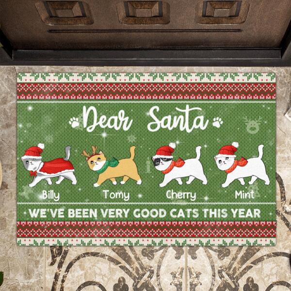 Custom Personalized Christmas Cat Doormat - Best Gift For Cat Lovers - Dear Santa We've Been Very Good Cats This Year