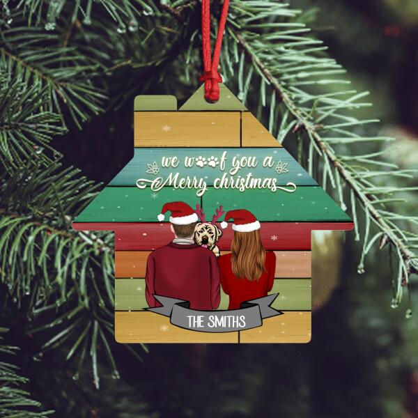 Personalized Couple Hugging Dog Wooden Ornament - Couple With Up to 3 Dogs - Best Gift For Dog Lover - Life Is Better With Dogs