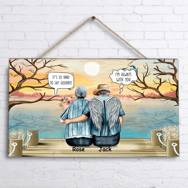 Custom Personalized Old Couple Rectangle Doorsign - Best Gift Idea For Grandparents/Couple - It's So Hard To Say Goodbye