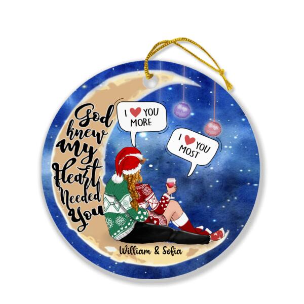 Custom Personalized Hugging Couple Ornament - Christmas Gift Idea For Couple - God Knew My Heart Needed You
