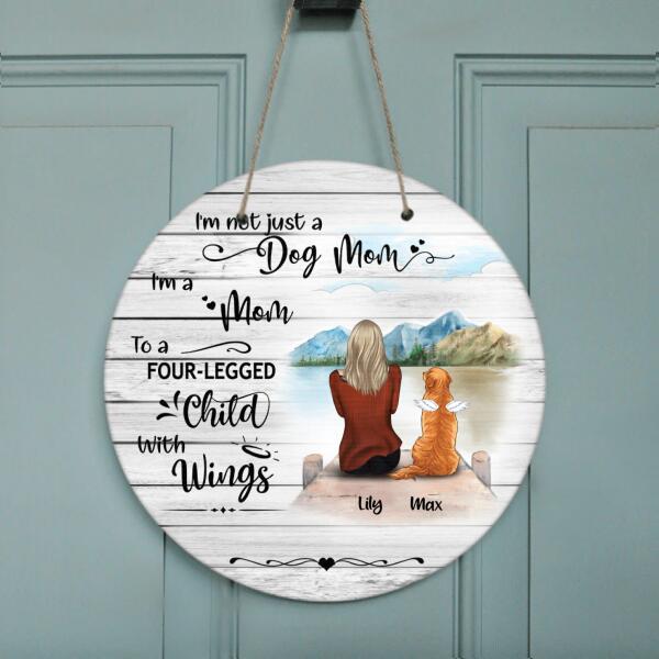 Custom Personalized Dog Mom Circle Wooden Wall Art - Mom & Dog - Best Gift For Dog Lovers - I'm Not Just A Dog Mom - TBZX4U