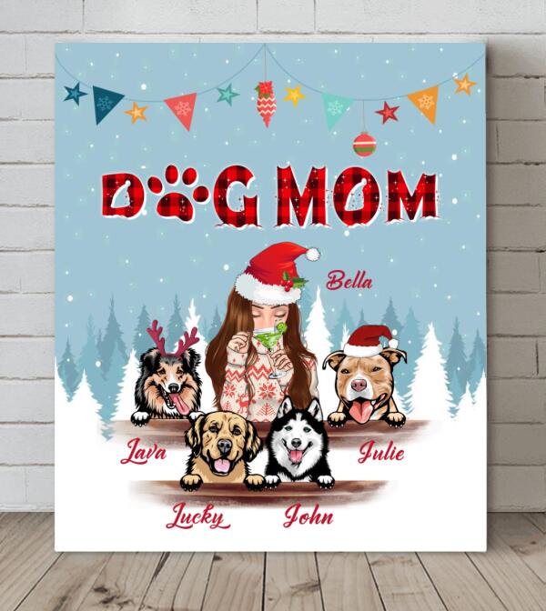 Custom Personalized Pet Mom Xmas Canvas - Upto 4 Pets - Best Christmas Gift For Dog/Cat Lovers - 2T7CRT