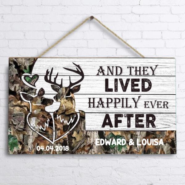 Buck Rectangle Wooden Sign - Best Gift Idea For Wall Art Decoration - An Old Buck & His Sweet Doe Live Here
