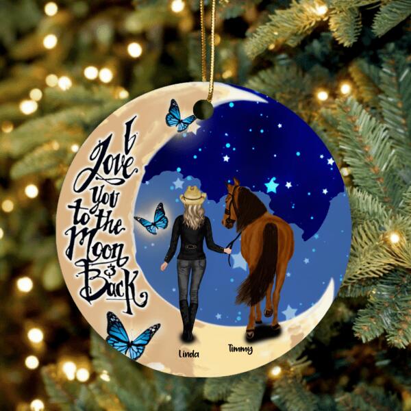 Custom Personalized Horse Moon Ornament - Best Gift For Horse Lovers - I Love You To The Moon & Back