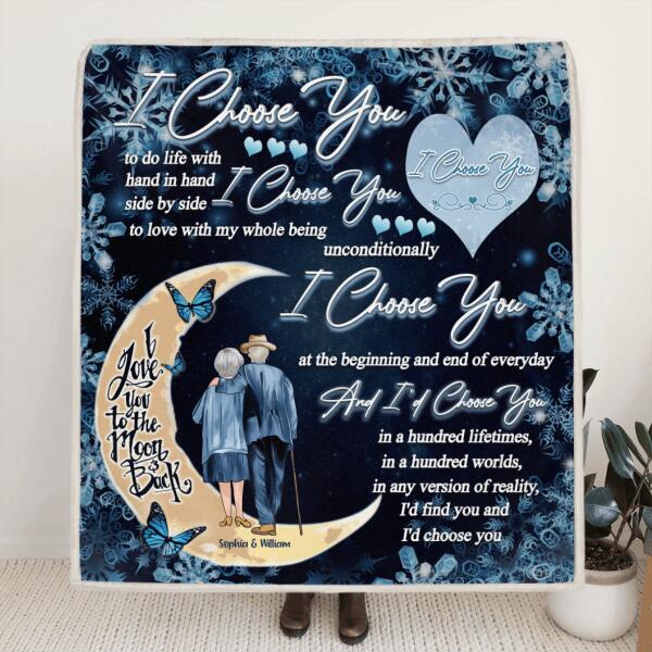 Custom Personalized Old Couple Quilt/Fleece Blanket & Pillow Cover - Best Gift For Couple - I Choose You