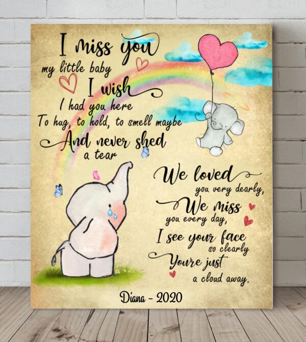Personalized Baby Lost/ Uncarriage/Infant Loss/Stillbirth Canvas - Best Gift For Mother's Day - I miss you my little baby  - AZBHYU