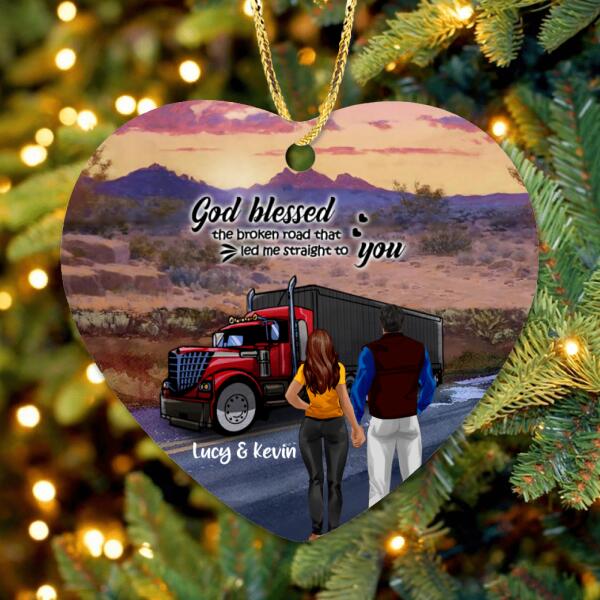 Custom Personalized Trucker Ornament - Couple/ Mom And Kid/ Mom And Dog - Best Gift For Couple - 5VQSN5