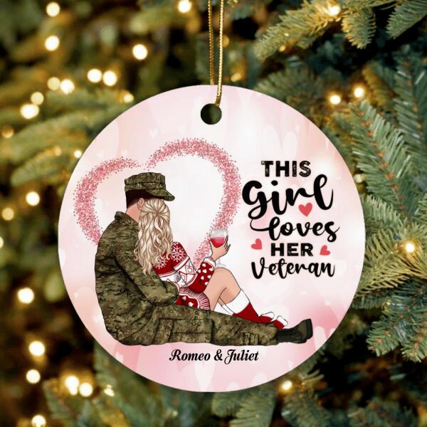 Custom Personalized Veteran Couple Ornament - Best Gift For Couple - This Girl Loves Her Veteran