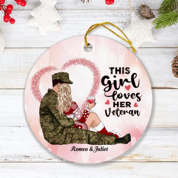 Custom Personalized Veteran Couple Ornament - Best Gift For Couple - This Girl Loves Her Veteran